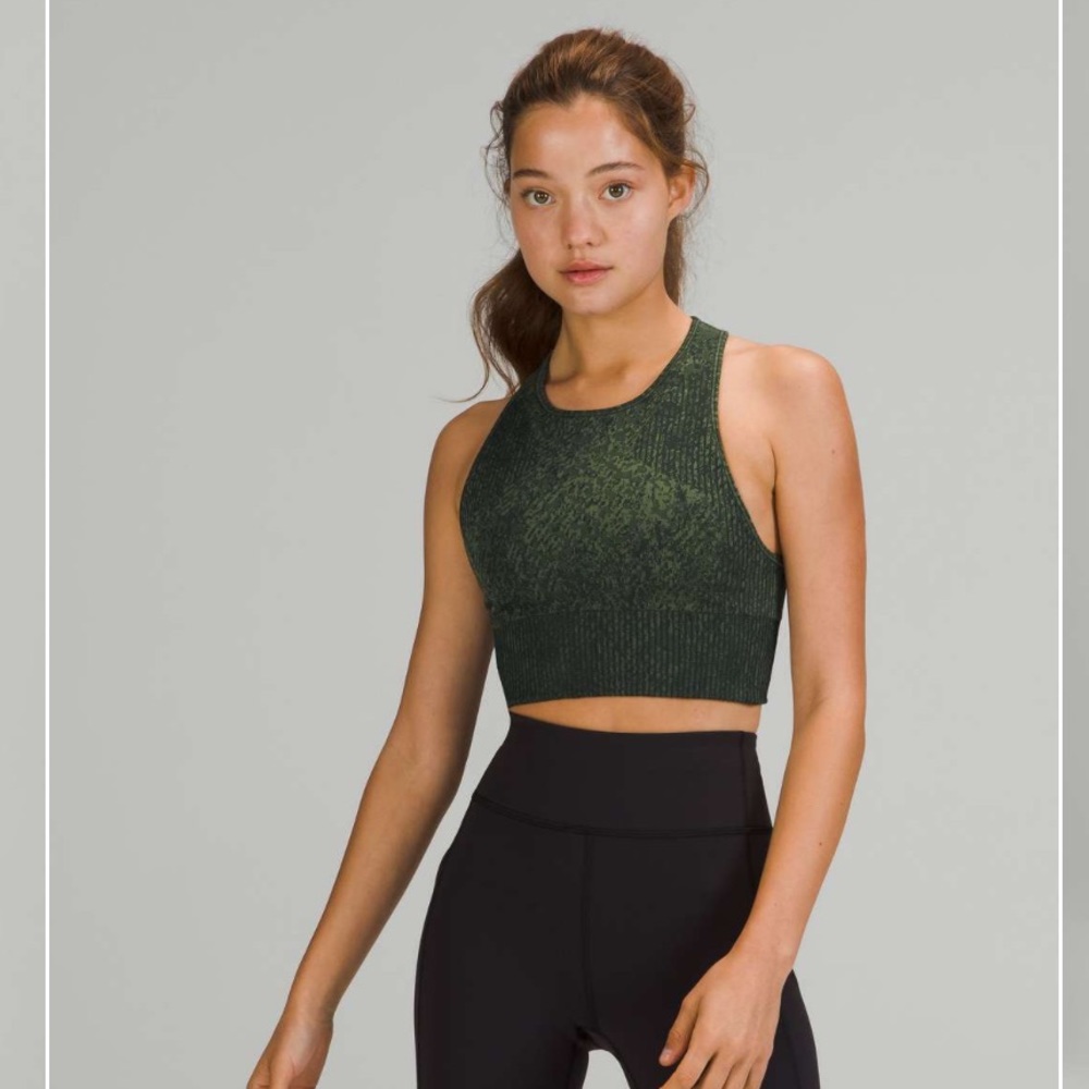 Lululemon Ebb to Train Bra Pattern Mix Rainforest Green / Green Twill size 6